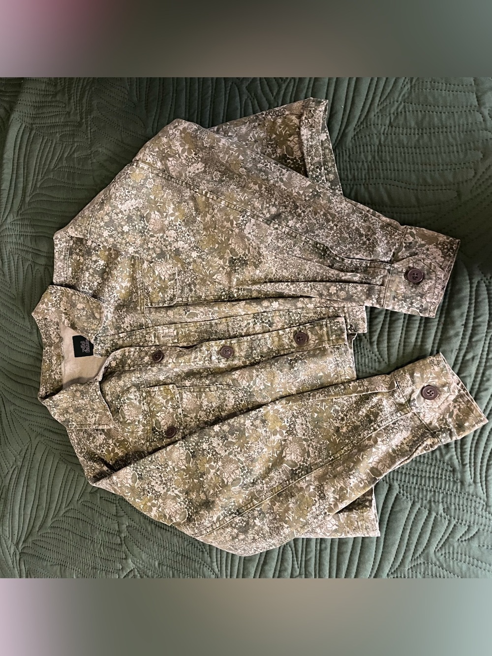 Wild Fable Olive Green Floral Button Jacket